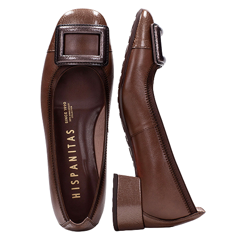 Hispanitas Ladies Block Heeled Pumps- HI254318 - Taupe