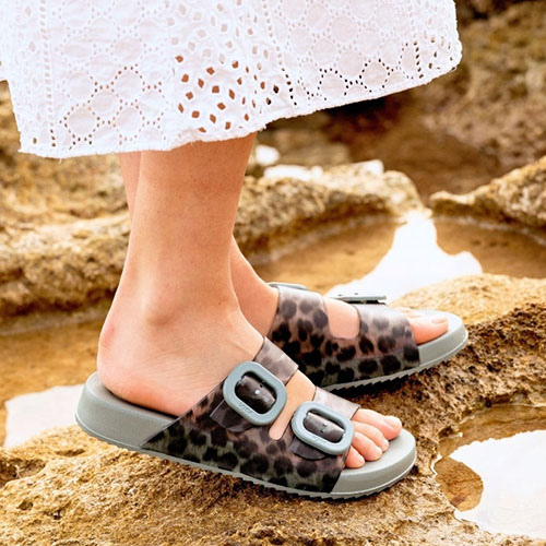 Igor Ladies Sliders -  Habana Brillo S10336 - Green Leopard