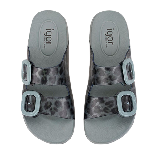 Igor Ladies Sliders -  Habana Brillo S10336 - Green Leopard