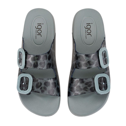 Igor Ladies Sliders -  Habana Brillo S10336 - Green Leopard