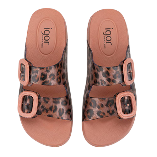Igor Ladies Sliders -  Habana Brillo S10336  - Rose Leopard