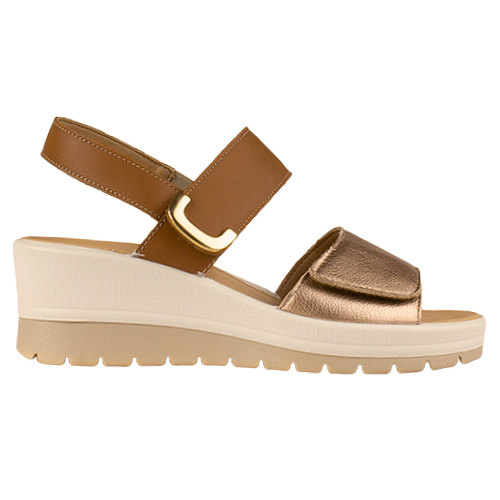 Imac Ladies Velcro Sandal - 108250 - Tan/Gold