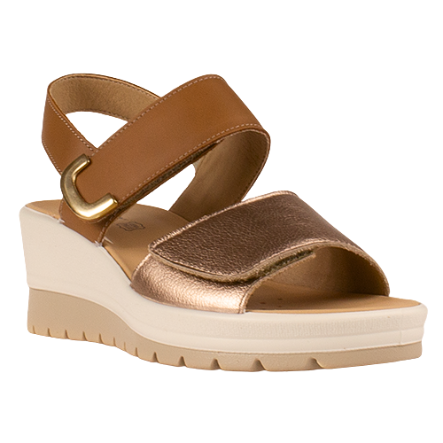 Imac Ladies Velcro Sandal - 108250 - Tan/Gold