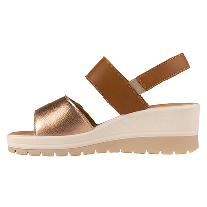 Imac Ladies Velcro Sandal - 108250 - Tan/Gold