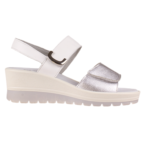 Imac Ladies Velcro Sandal - 108250 - White/Silver
