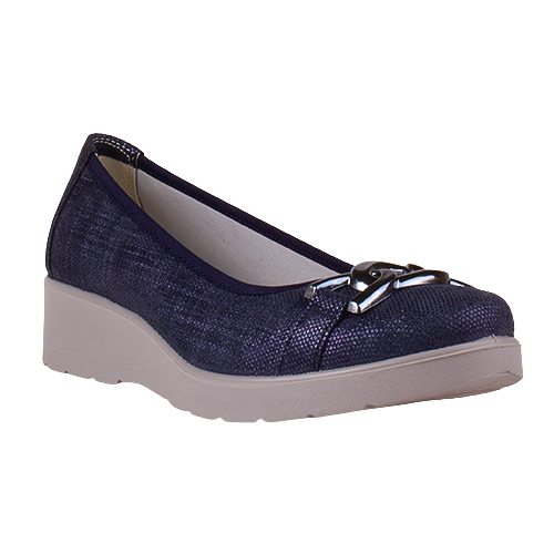 Imac Ladies Extra Wide Fit Wedge Pumps - 105321 - Navy