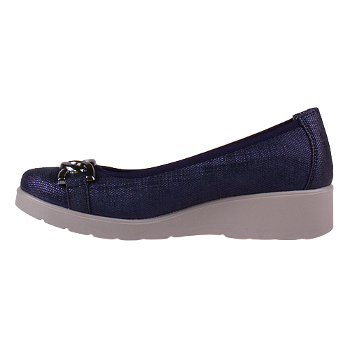 Imac Ladies Extra Wide Fit Wedge Pumps - 105321 - Navy