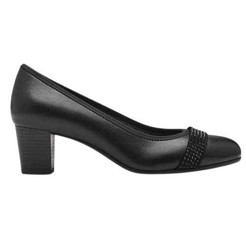 Jana Block Heeled Pumps - 22466-45  - Black