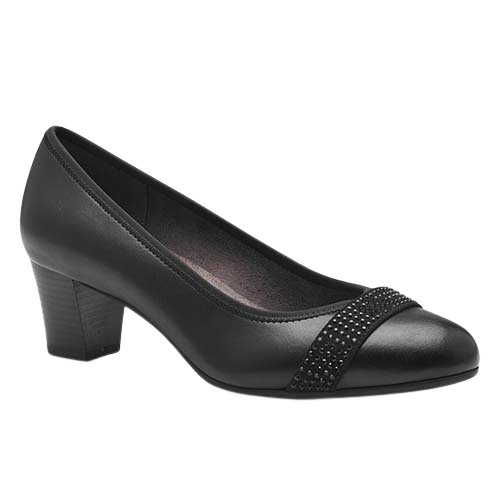 Jana Block Heeled Pumps - 22466-45  - Black