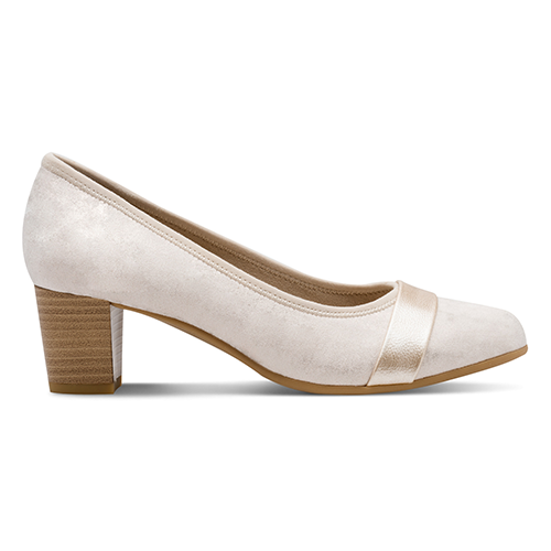 Jana Block Heeled Pumps- 22467-42  - Beige/Gold