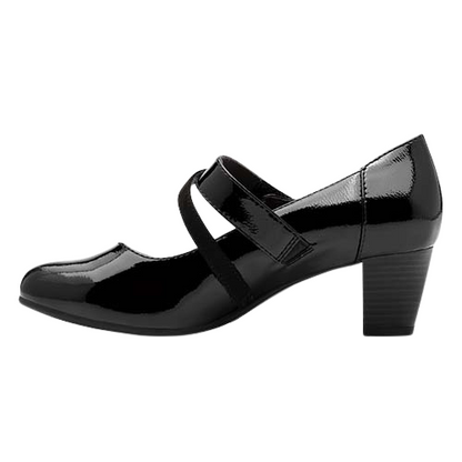 Jana Cross Strap Heels - 24465-43 - Black Patent