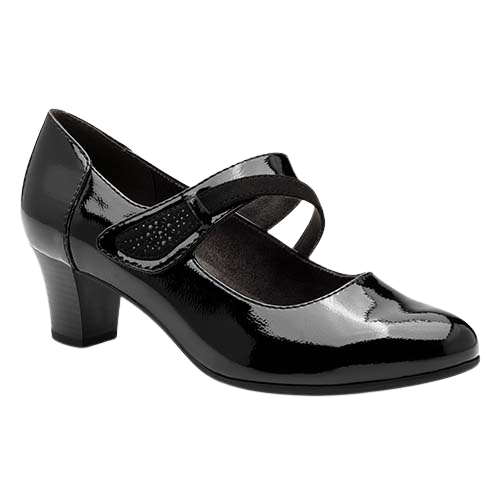 Jana Cross Strap Heels - 24465-43 - Black Patent