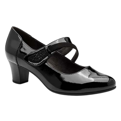 Jana Cross Strap Heels - 24465-43 - Black Patent