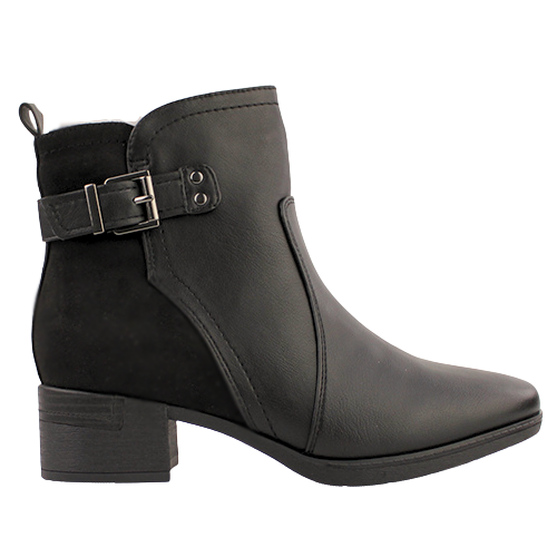 Jana Block Heeled Ankle Boots - 25374-43 - Black