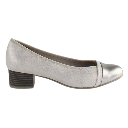 Jana Block Heeled Pumps - 22366-41 - Silver