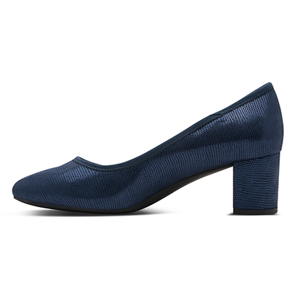Jana Ladies Block Heeled Pumps - 22461-46 - Navy Metallic