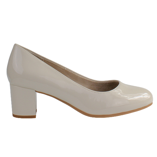 Jana Ladies Block Heeled Pumps - 22475-42 - Ivory Patent