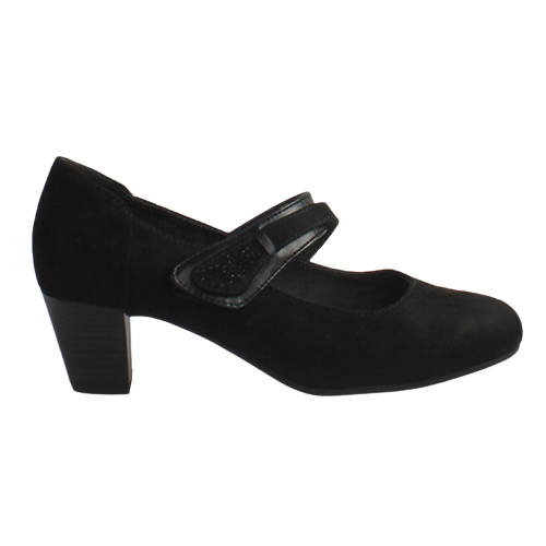 Jana Ladies Cross Strap Pumps - 24464-42 - Black Suede