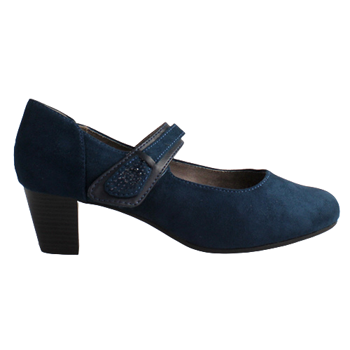 Jana Ladies Cross Strap Pumps - 24464-42 - Navy Suede