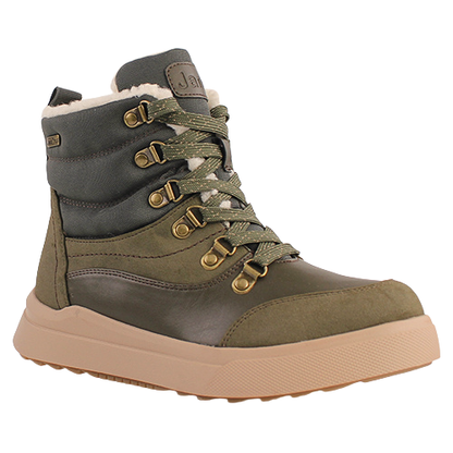 Jana Ladies Lace Up Ankle Boots - 26270-43 - Olive