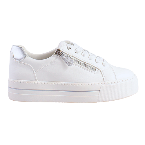 Jana Ladies Platform Trainers - 23767-43 - White / Silver