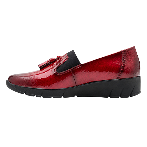 Jana Ladies Wedge Loafers - 24668-45 - Red Patent