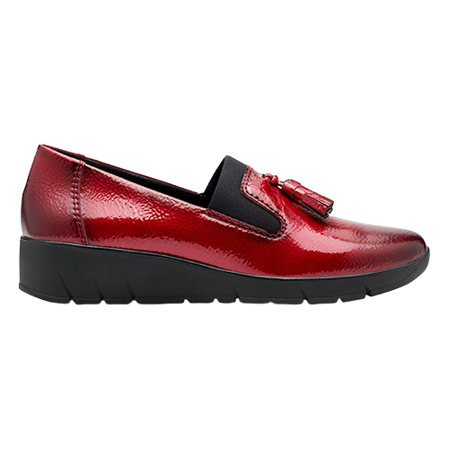 Jana Ladies Wedge Loafers - 24668-45 - Red Patent