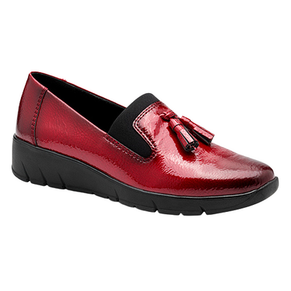 Jana Ladies Wedge Loafers - 24668-45 - Red Patent