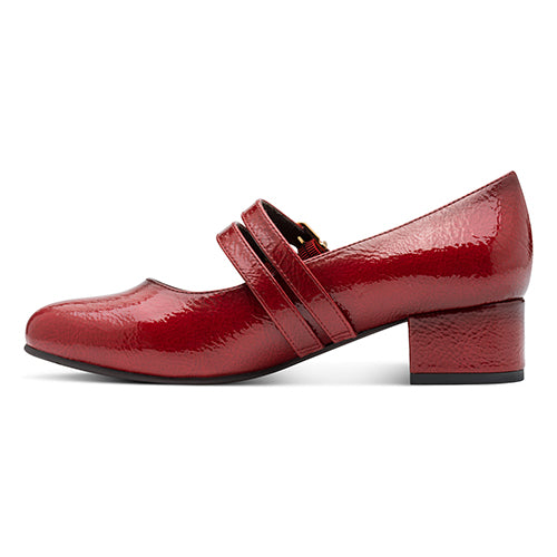 Jana Block Heeled Mary Jane Pumps- 24366-45 - Red Patent