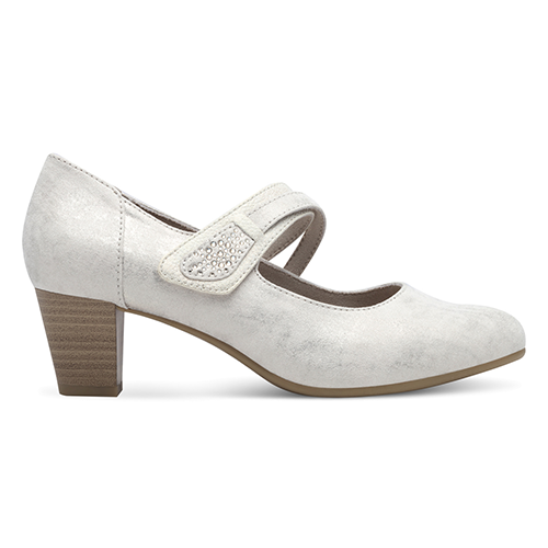 Jana Strap Cross Strap Pumps - 24464-42 - Beige/Silver