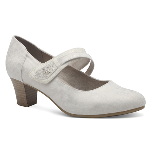 Jana Strap Cross Strap Pumps - 24464-42 - Beige/Silver