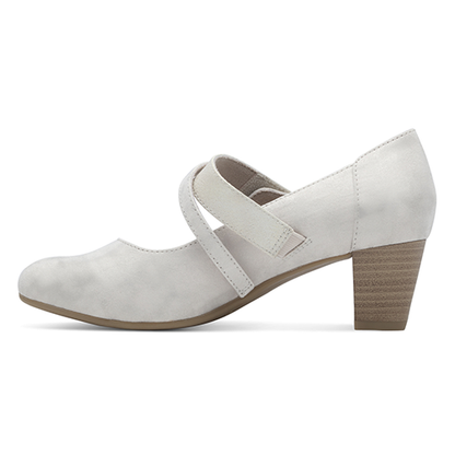 Jana Strap Cross Strap Pumps - 24464-42 - Beige/Silver