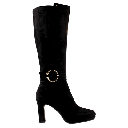 Kate Appleby Block Heeled Knee Boots - Diddington- Black Suede