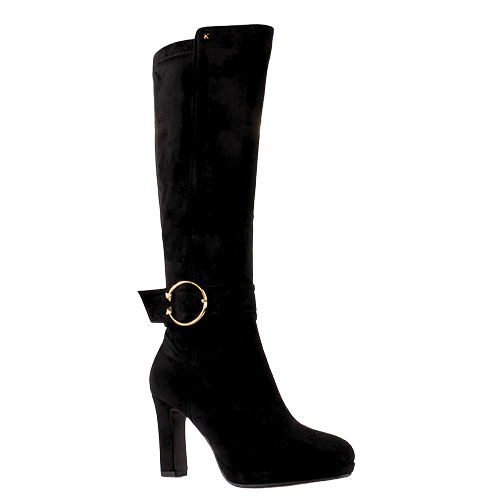 Kate Appleby Block Heeled Knee Boots - Diddington- Black Suede