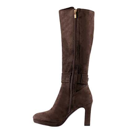 Kate Appleby Block Heeled Knee Boots - Diddington - Brown Suede