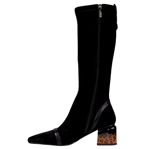Kate Appleby Block Heeled Knee Boots - Yealand - Black Suede