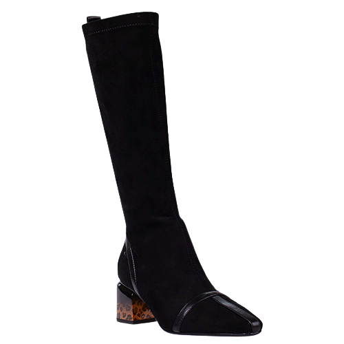 Kate Appleby Block Heeled Knee Boots - Yealand - Black Suede