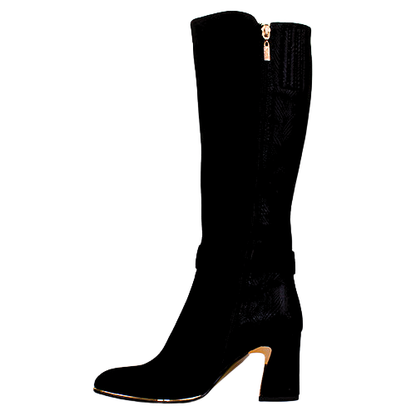 Kate Appleby Block heeled Knee Boots - Wrotham - Black Suede