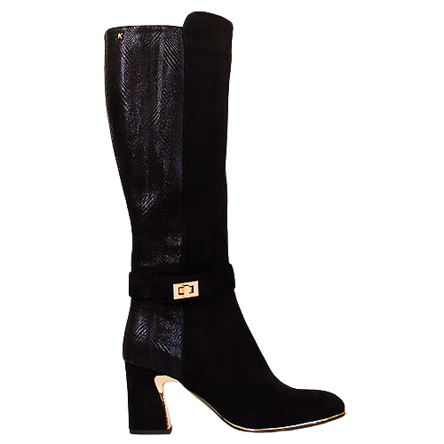 Kate Appleby Block heeled Knee Boots - Wrotham - Black Suede