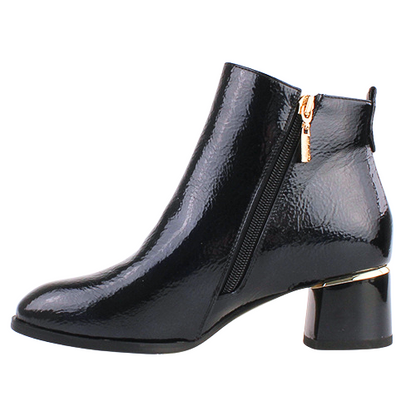 Kate Appleby Block Heeled Ankle Boots - Moneyglass - Navy Patent