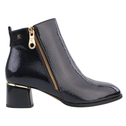 Kate Appleby Block Heeled Ankle Boots - Moneyglass - Navy Patent