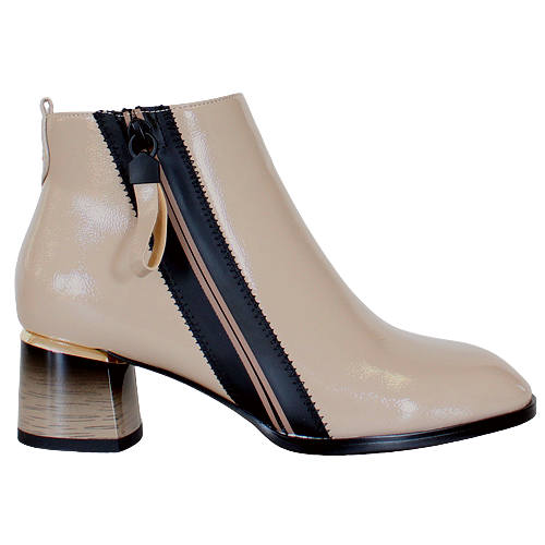 Kate Appleby Block Heeled Ankle Boots - Oakley - Beige Patent