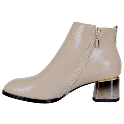Kate Appleby Block Heeled Ankle Boots - Oakley - Beige Patent