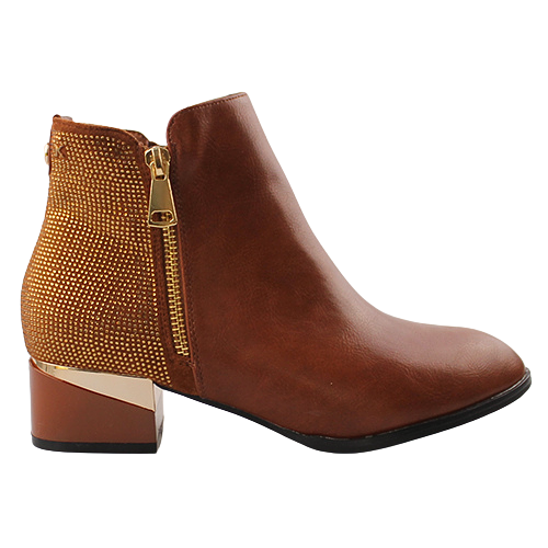 Kate Appleby Block Heeled Ankle Boots - Forfar - Tan Sparkle