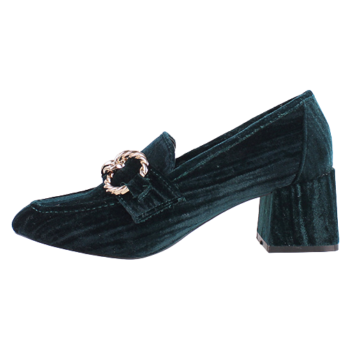 Kate Appleby Block Heeled Loafers - Ongar - Green Velvet