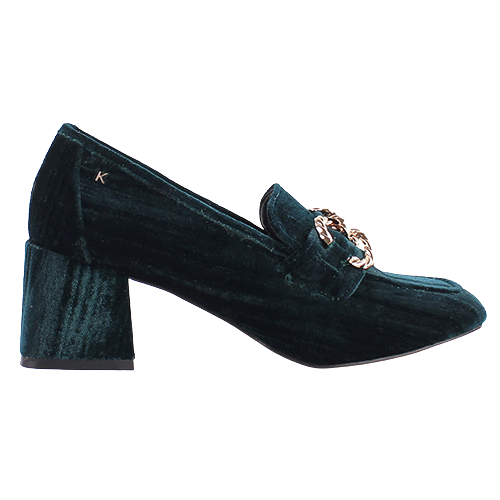 Kate Appleby Block Heeled Loafers - Ongar - Green Velvet