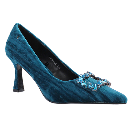 Kate Appleby Dressy Heeled Pumps - Tawtan- Teal Velvet