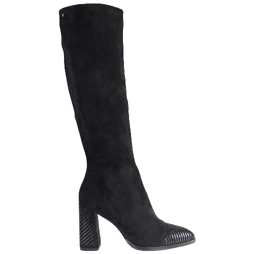 Kate Appleby Block Heeled Knee Boots - Edgware - Black Suede