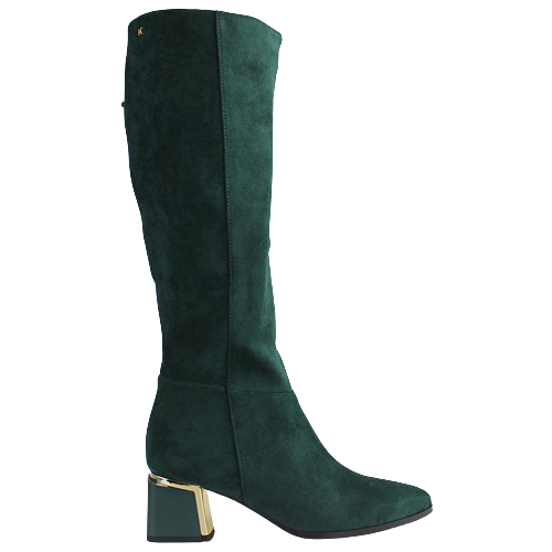 Kate Appleby Block Heeled Knee Boots - Gateshead - Green Suede