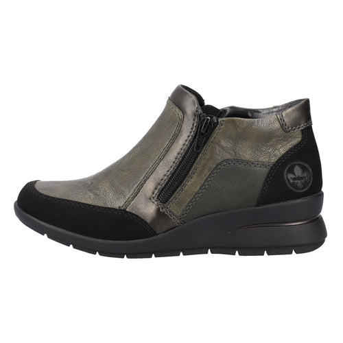 Rieker Wedge Ankle Boots - L4851-52 - Green